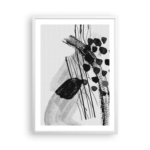 Poster in white frmae - Black and White Organic Abstraction - 50x70 cm