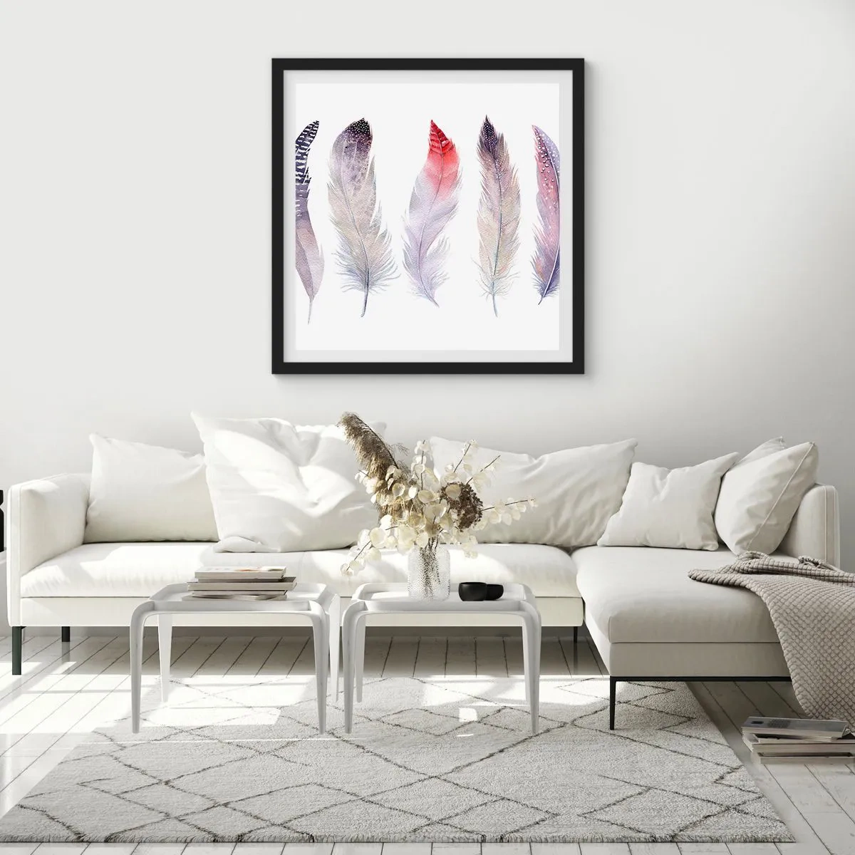 Poster in black frame - Delicate Like Pink Fog - 60x60 cm
