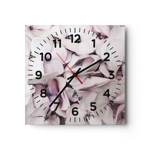 Wall clock - Clock on glass - In the Flood of Flowers - 30x30 cm