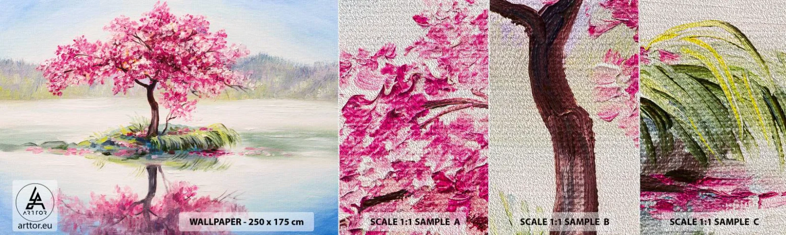 Photo Wallpaper Sample Premium Sand - Spring Holiday - Piece, Tree, Landscape - 100x30 cm