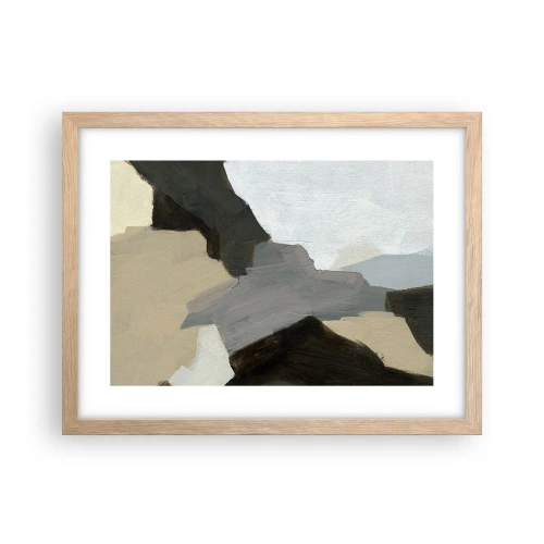 Poster in light oak frame - Abstract: Crossroads of Grey - 40x30 cm