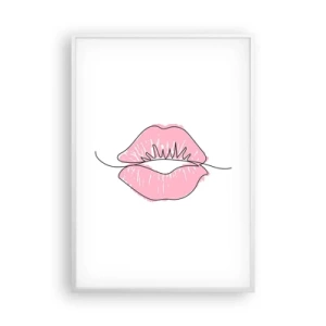 Poster in white frmae - Ready for a Kiss? - 70x100 cm