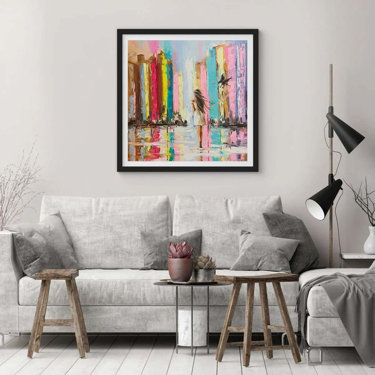 Poster in black frame - Follow Me - 50x50 cm