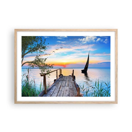 Poster in light oak frame - Good Evening - 70x50 cm