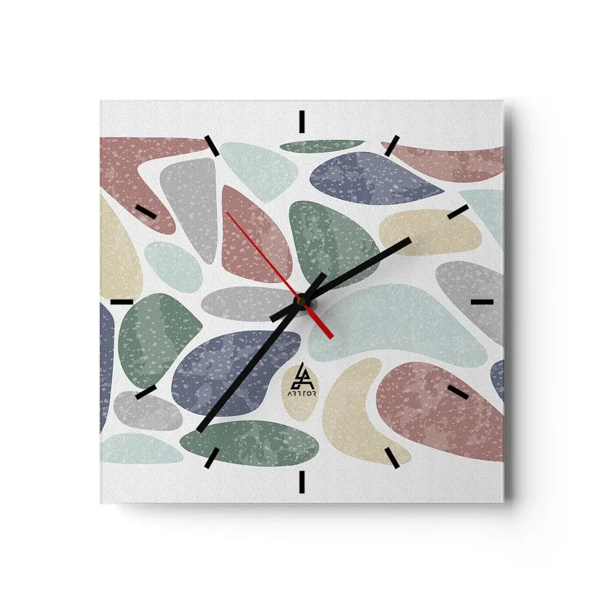 Wall clock - Clock on glass - Mosaic of Powdered Colours - 40x40 cm