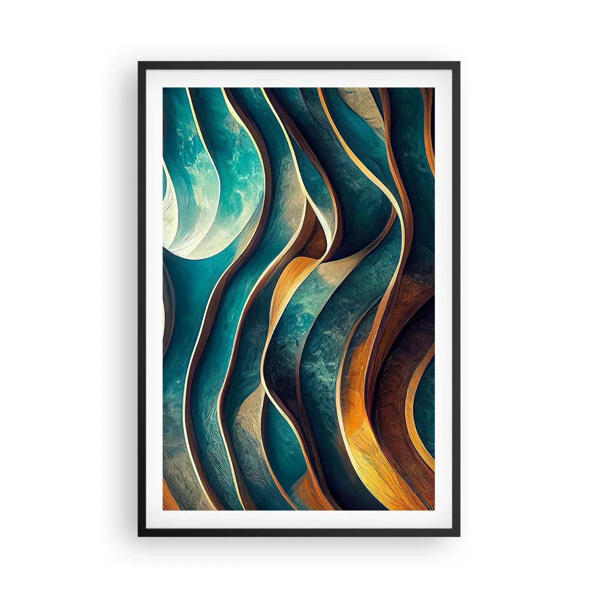 Poster in black frame - Meanderings of Blue - 61x91 cm