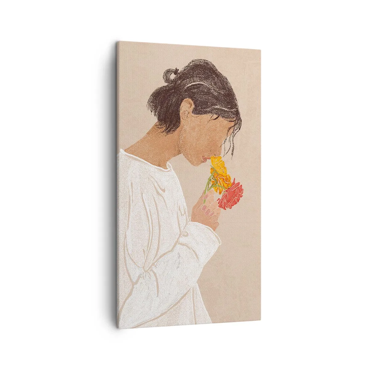 Canvas picture - Girl and Flowers - 45x80 cm