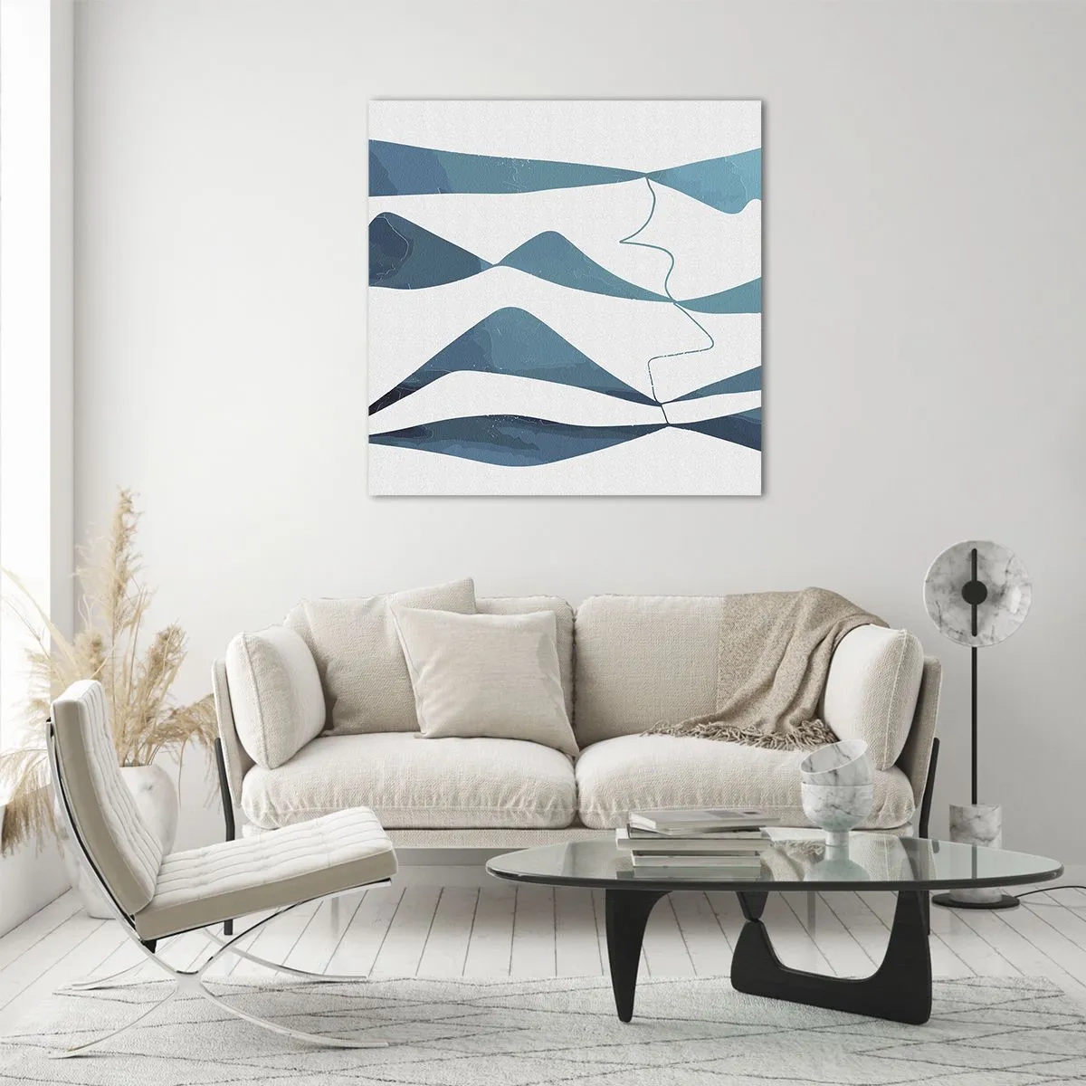 Glass picture - Abstract: Turquoise Relation - 70x70 cm