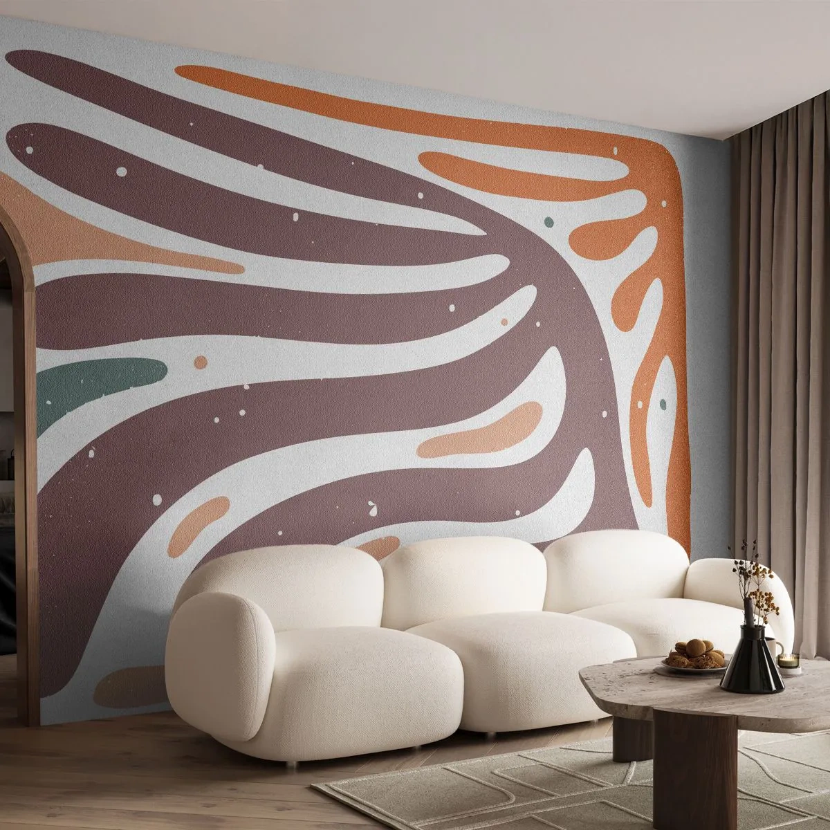 Photo Wallpaper Premium Sand - Radiant Organic Composition - Boho, Minimalism, Piece - 250x175 cm