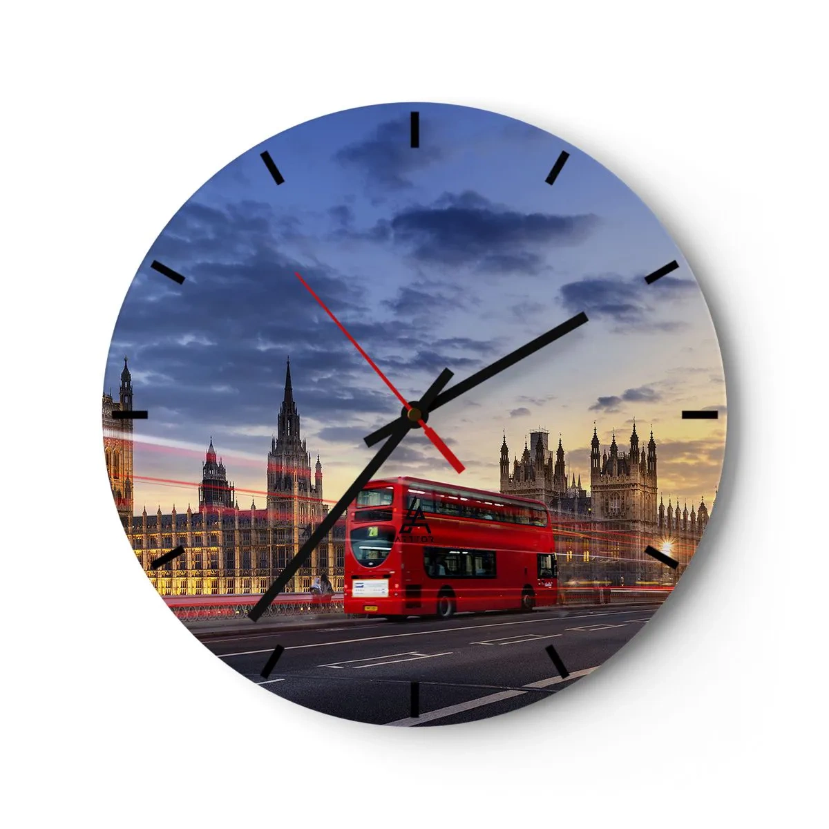Wall clock - Clock on glass - Characteristic Landmarks - 40x40 cm