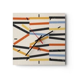 Wall clock - Clock on glass - Horizontal Composition - 40x40 cm