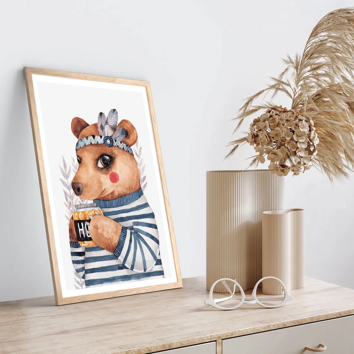 Poster in light oak frame - Sweet Lady Bear - 70x100 cm