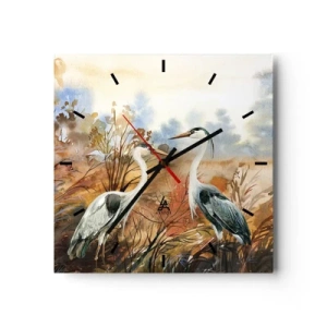 Wall clock - Clock on glass - Where to in Autumn? - 30x30 cm