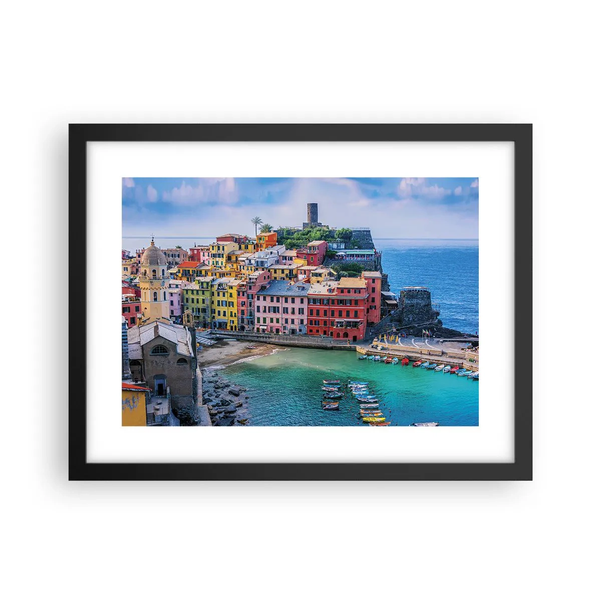 Poster in black frame - Magical Mediterranean Town - 40x30 cm