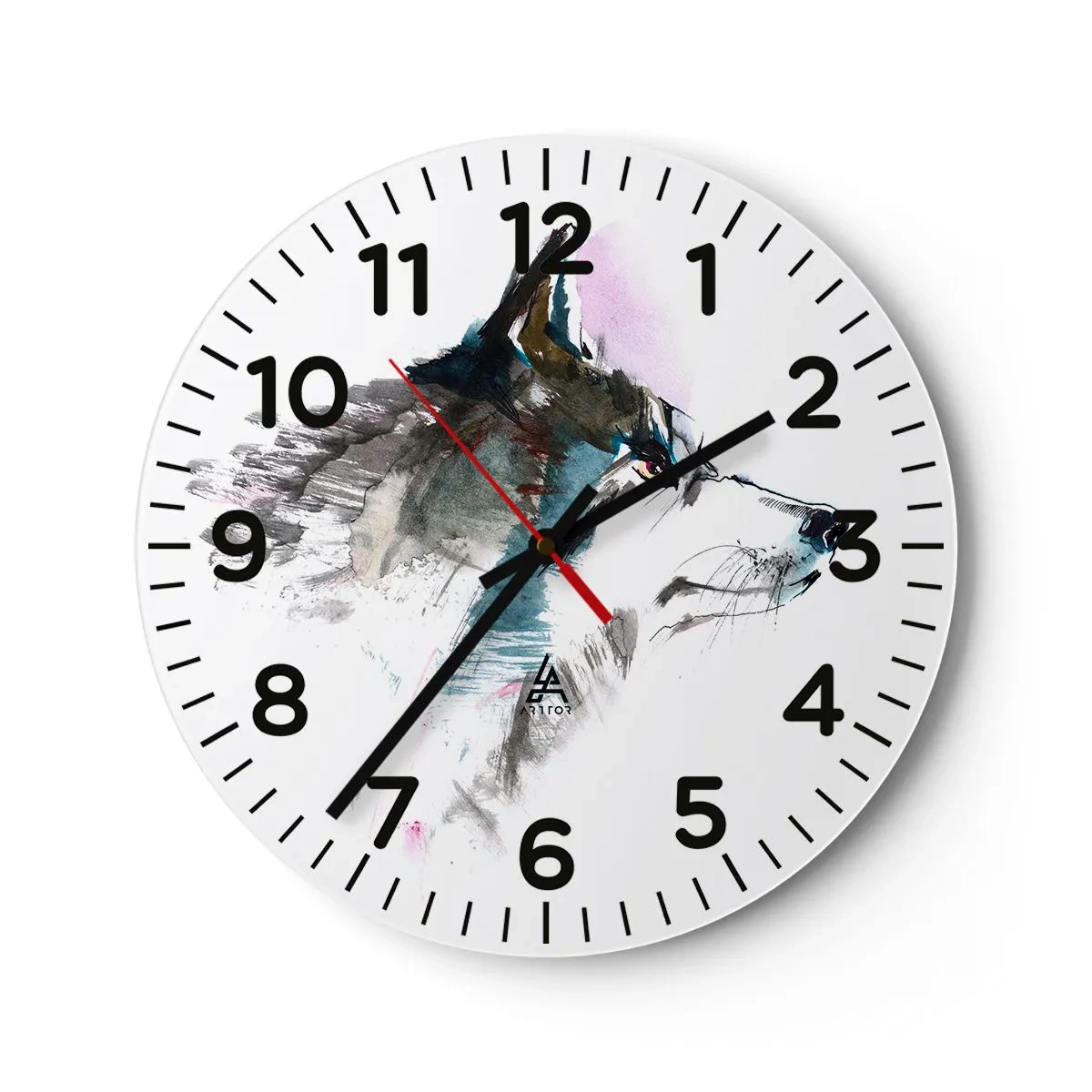 Wall clock - Clock on glass - Here Comes a Wolf - 30x30 cm