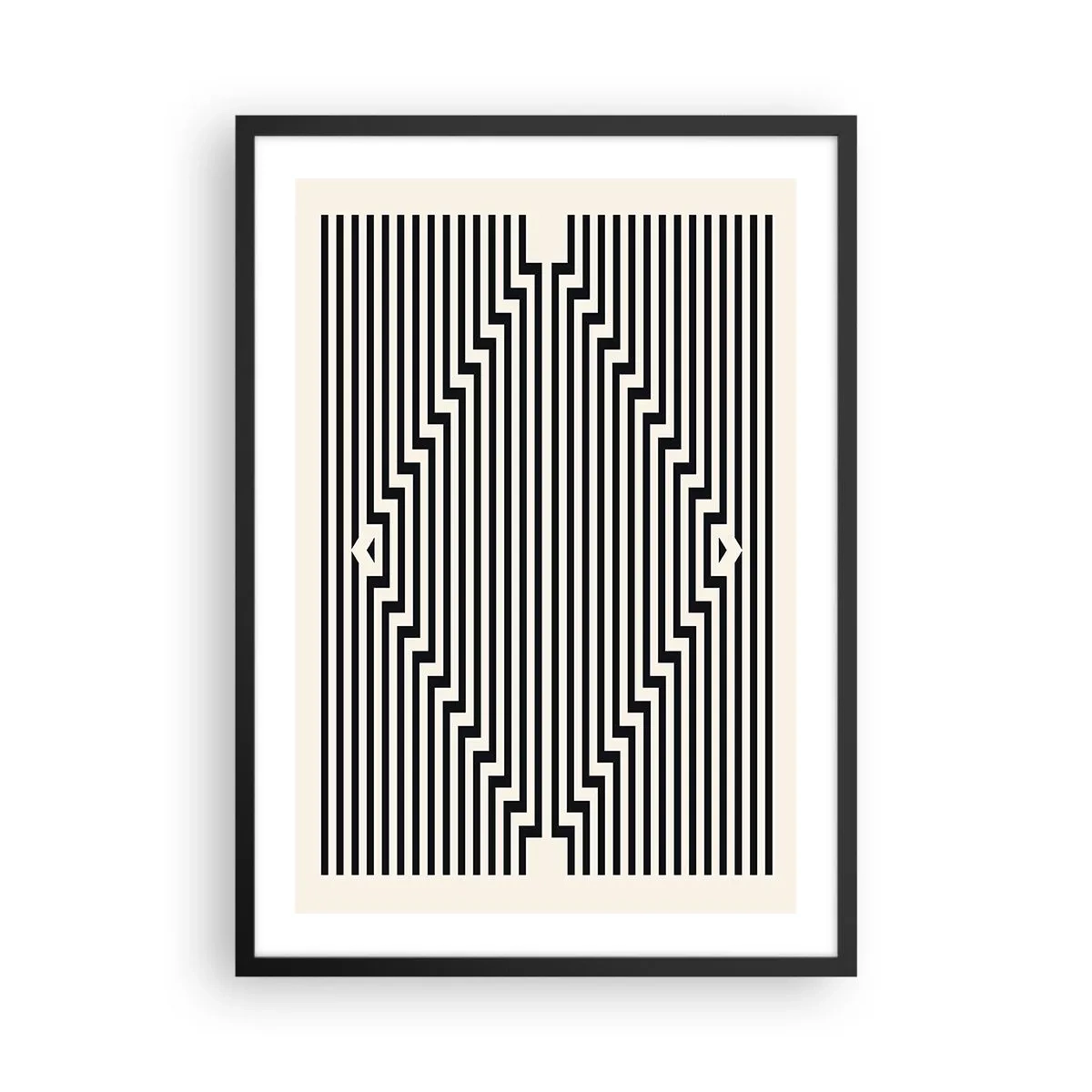 Poster in black frame - Black and white lines creating an optical illusion - 50x70cm - Geometrical Illusion - Modern wall decoration for the living room and bedroom ARTTOR