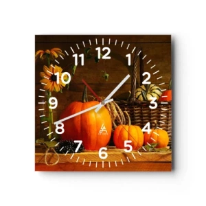 Wall clock - Clock on glass - Rustic Composition - Fruit of Autumn - 30x30 cm