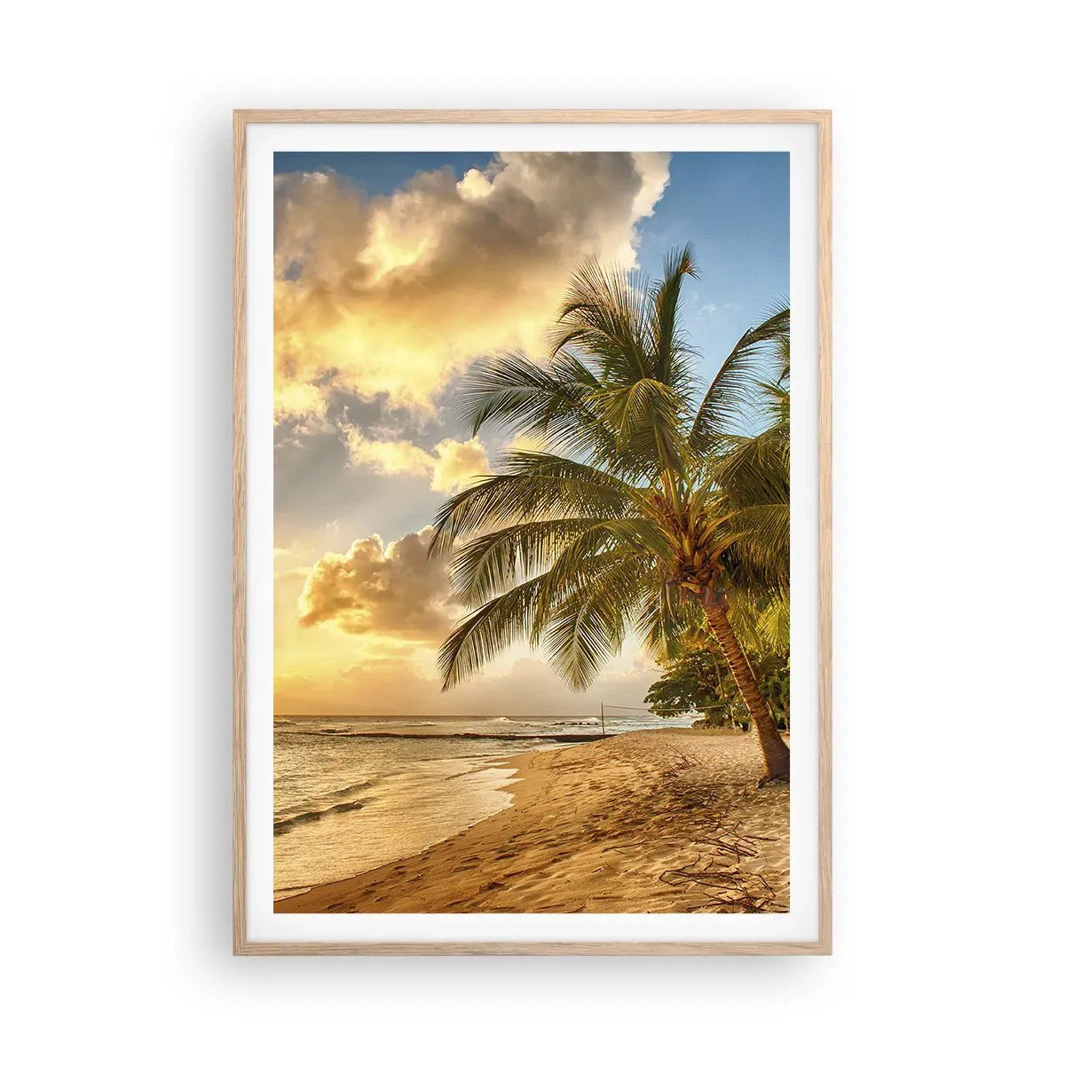 Poster in light oak frame - Eternal Summer, Always Holidays - 70x100 cm