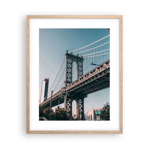 Poster in light oak frame - Over the City Waves - 40x50 cm