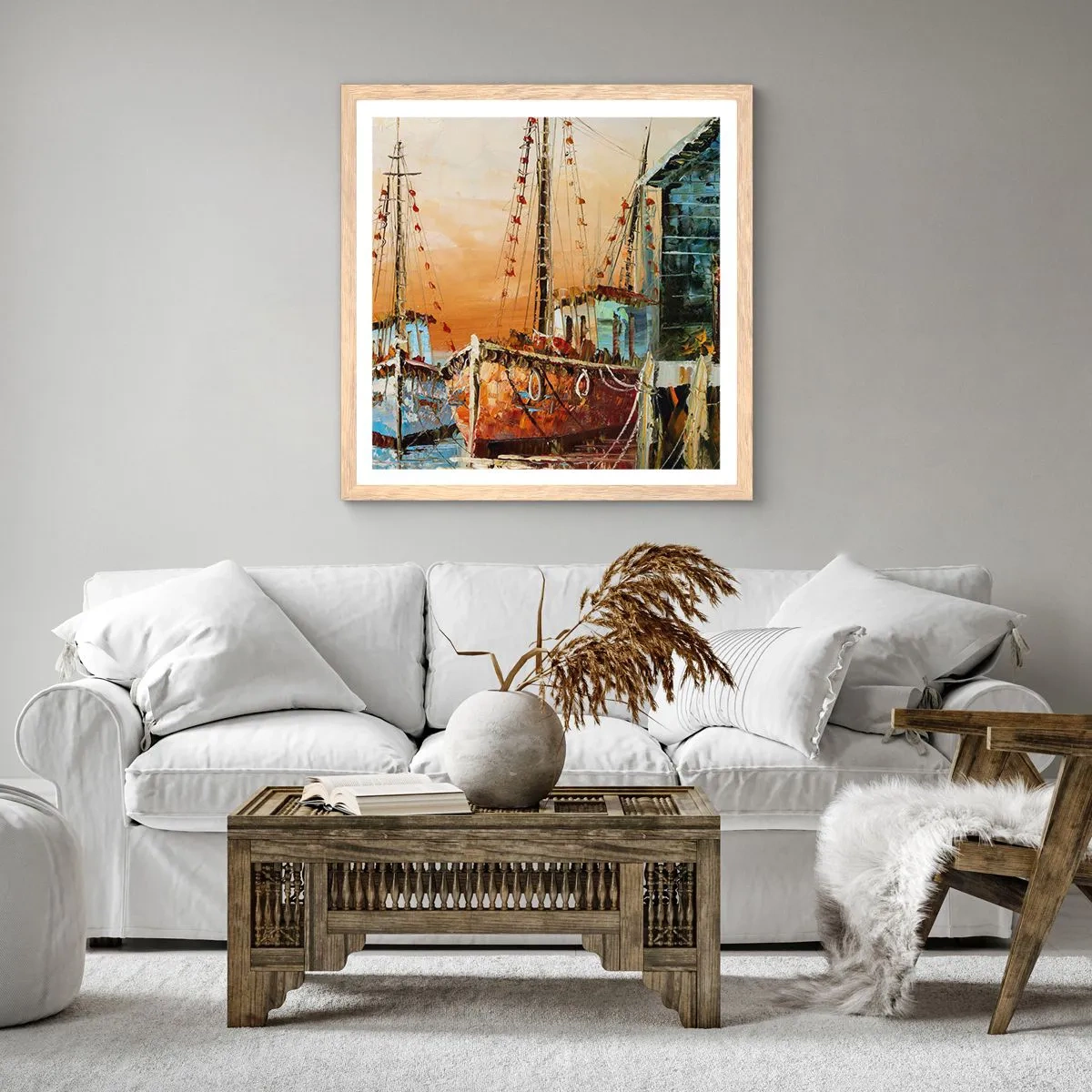 Poster in light oak frame - Calm Return - 50x50 cm