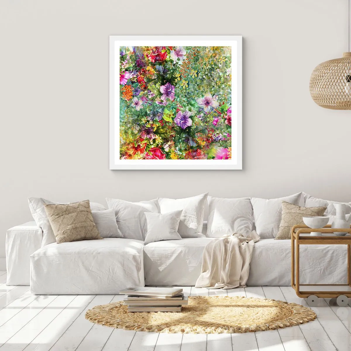 Poster in white frmae - Lost in the Flowers - 60x60 cm