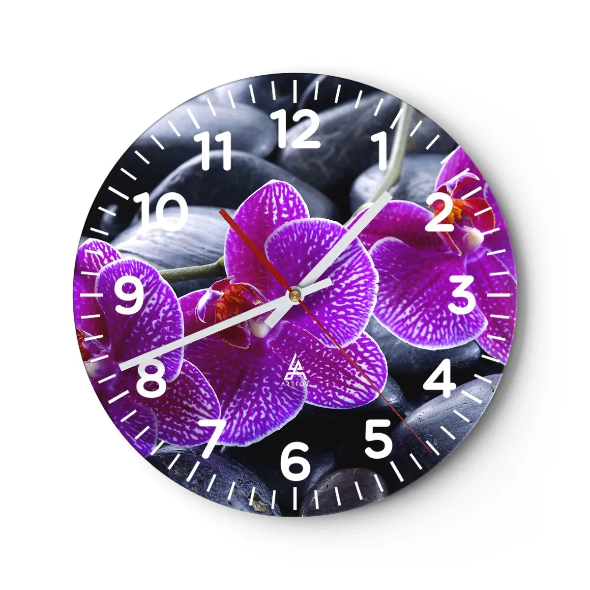 Wall clock - Clock on glass - Stones Shining with Awe - 40x40 cm