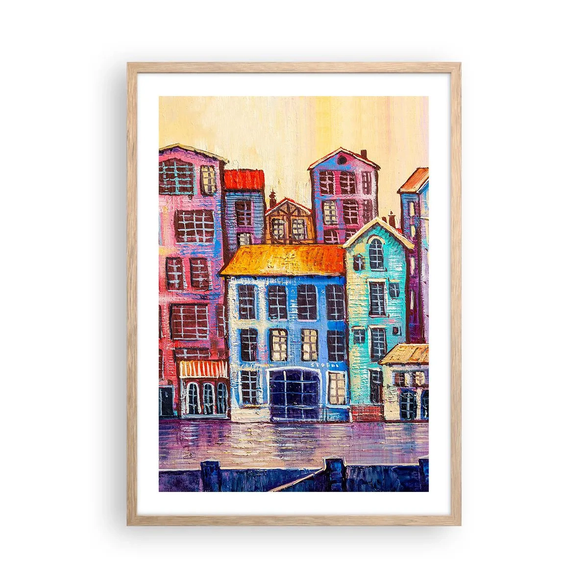 Poster in light oak frame - City Like From a Fairytale - 50x70 cm