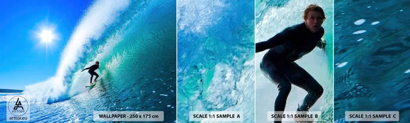 Photo Wallpaper Sample Standard Eco - Across Great Blue - Sport, Surfer, Sea - 100x30 cm