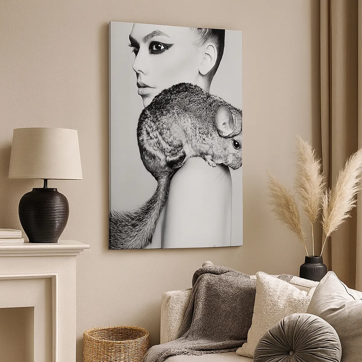 Canvas picture - Lady with a Chinchilla - 50x70 cm