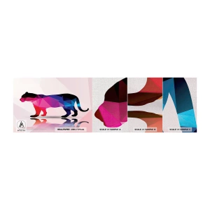 Photo Wallpaper Sample Premium Canvas - Diamond Panther - Animals, Panther, Geometric Figure - 100x30 cm