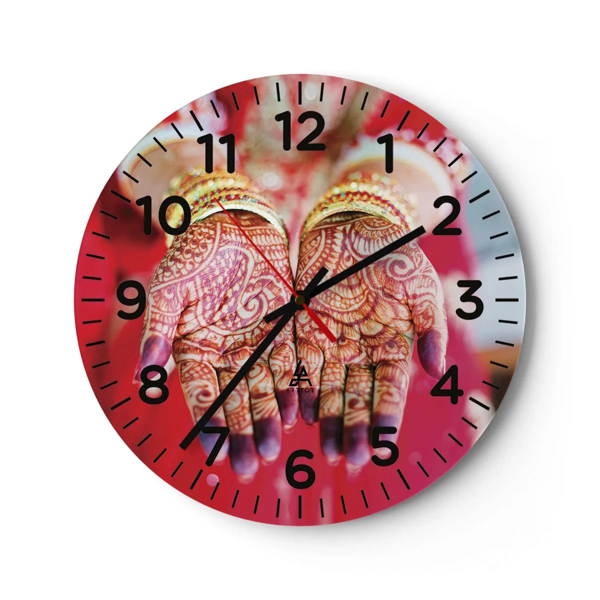 Wall clock - Clock on glass - Readt to Catch Happiness - 30x30 cm
