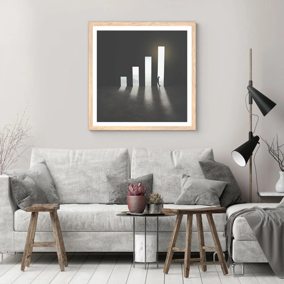 Poster in light oak frame - Success - Impression - 50x50 cm