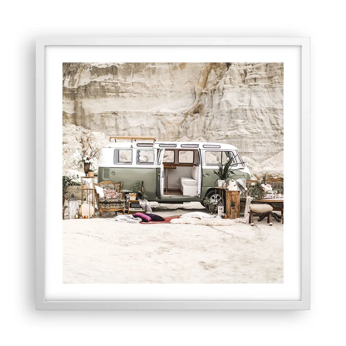 Poster in white frmae - Time to Start the Trip - 50x50 cm