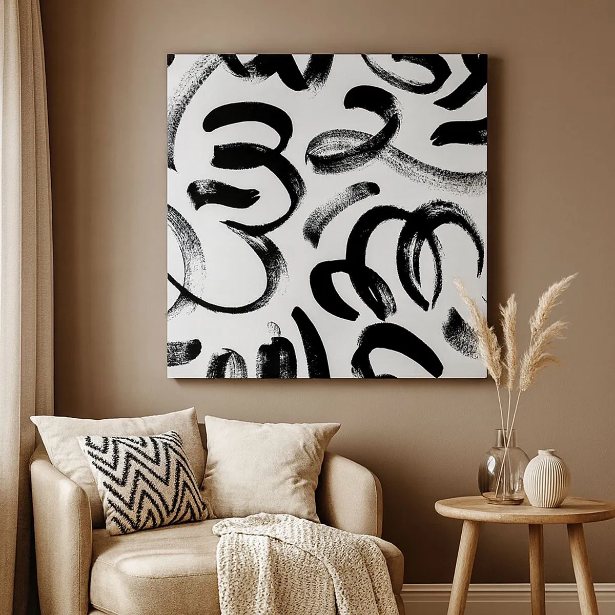 Canvas picture - Black on White - 30x30 cm