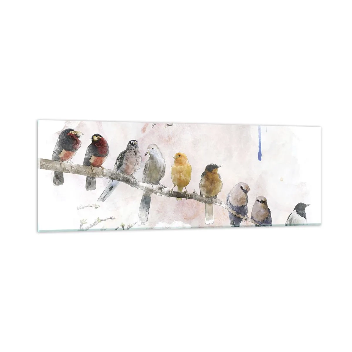 Glass picture - Winged Encounter - 90x30 cm