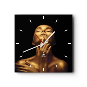 Wall clock - Clock on glass - Like Golden Silk - 40x40 cm