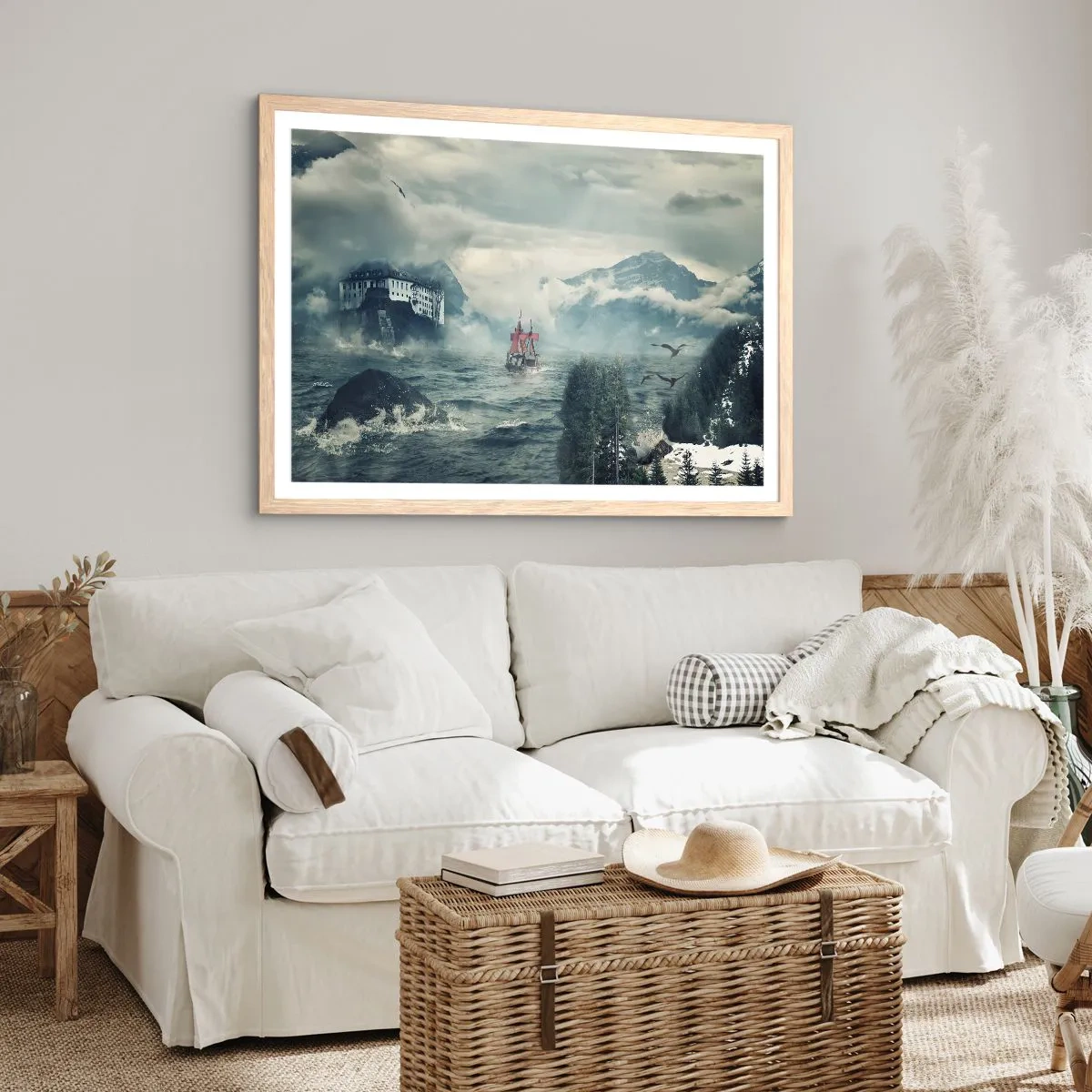 Poster in light oak frame - On Magical Waters - 91x61 cm