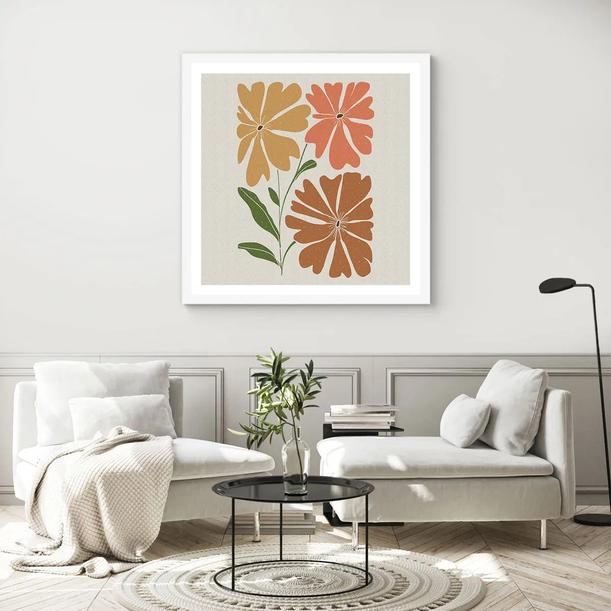Poster in white frmae - Nature and Geometry - 60x60 cm