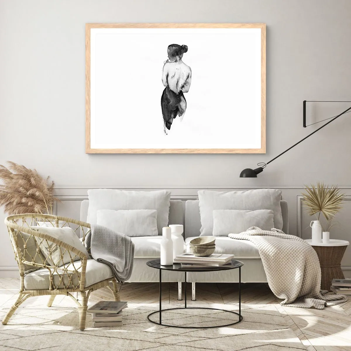 Poster in light oak frame - By Her Side the World Disappears - 50x40 cm