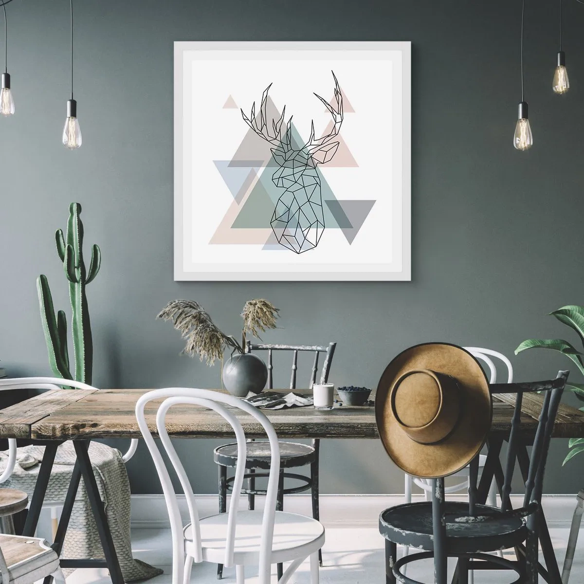 Poster in white frmae - In a Geometrical Forest - 40x40 cm