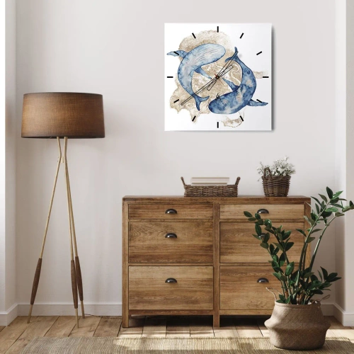 Wall clock - Clock on glass - Frendship or Love? - 30x30 cm