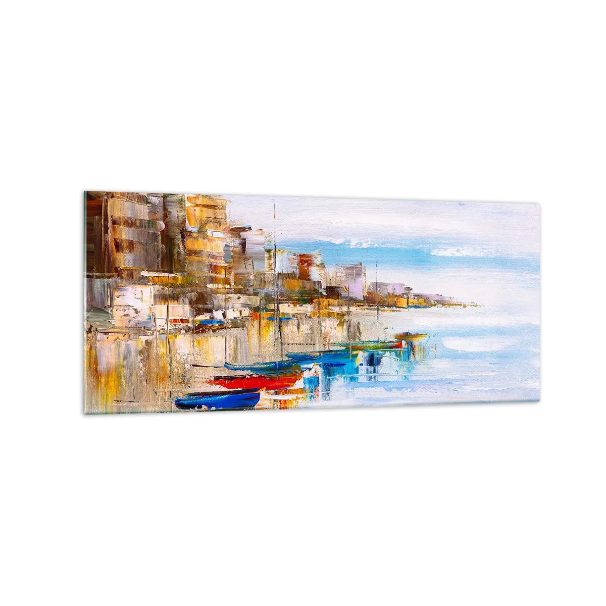 Glass picture - Multicolour Town Marina - 120x50 cm