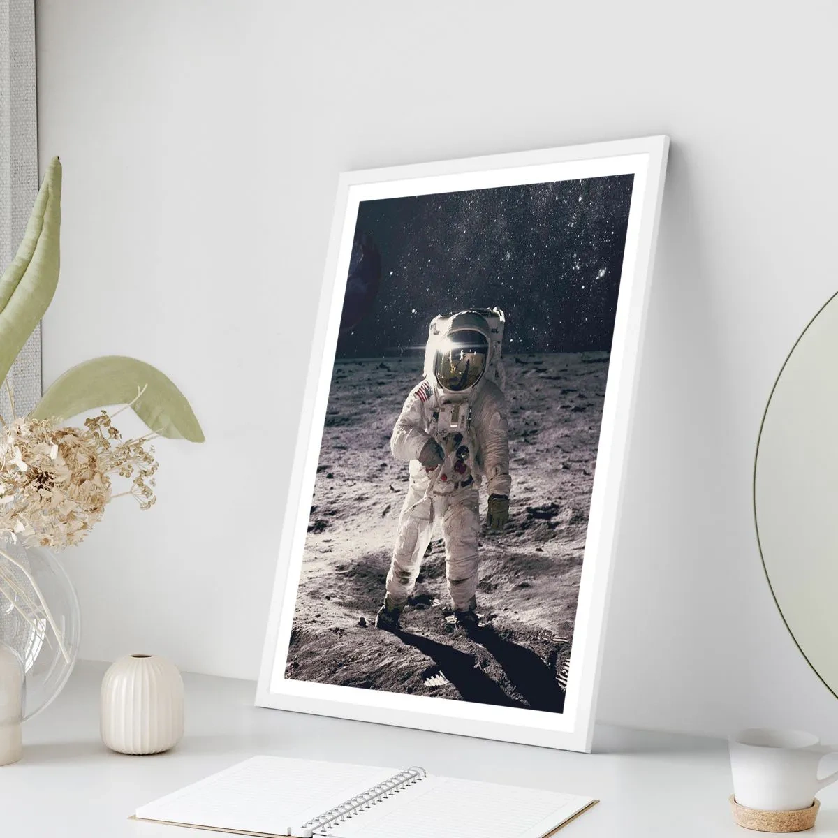 Poster in white frmae - Greetings from the Moon - 70x100 cm