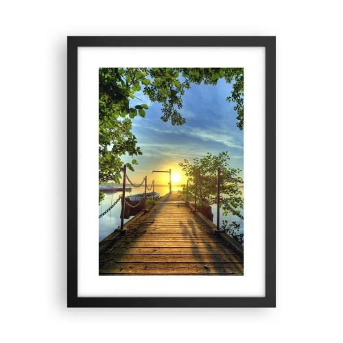 Poster in black frame - Sunset by the Water - 30x40 cm