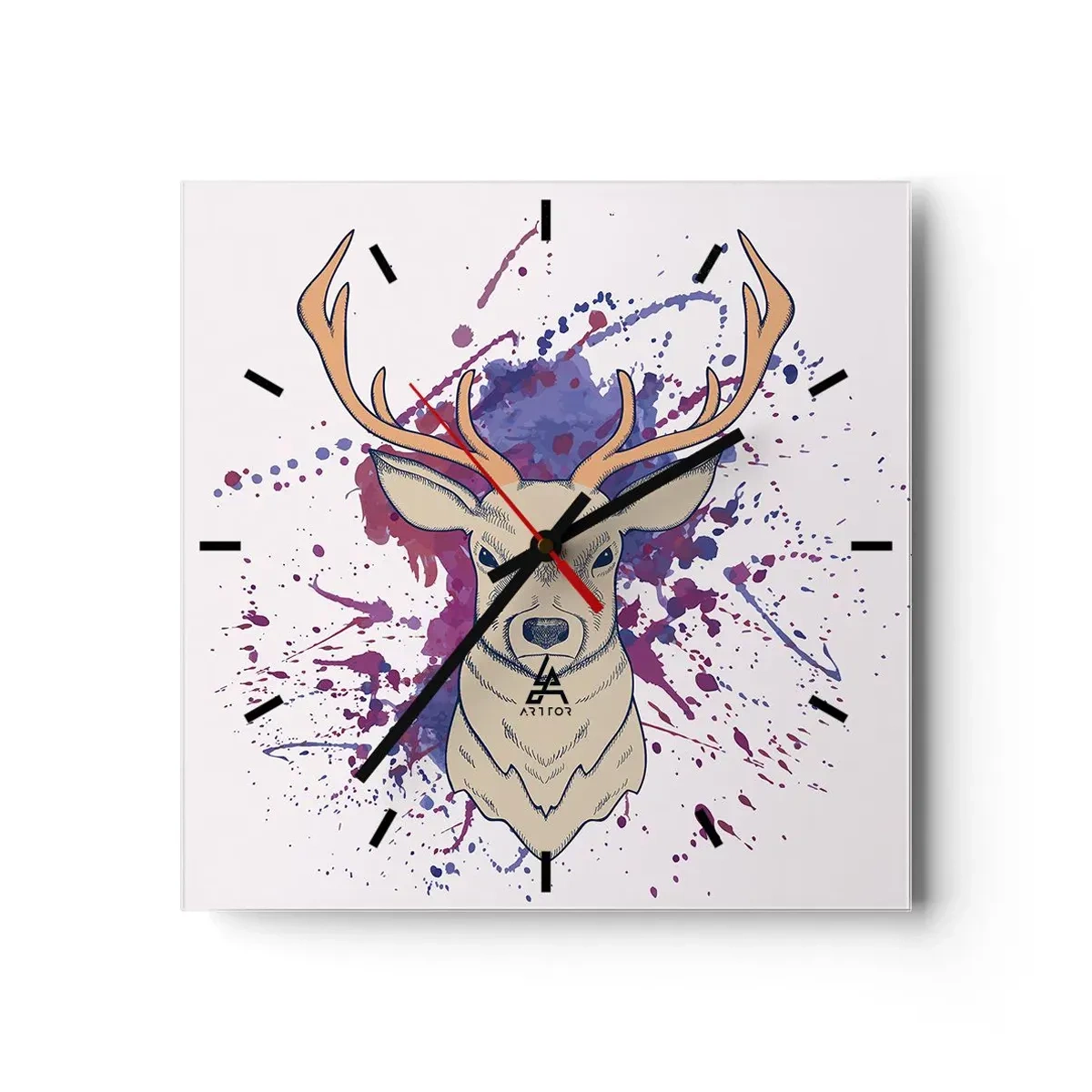 Wall clock - Clock on glass - Courage and Balance - 40x40 cm