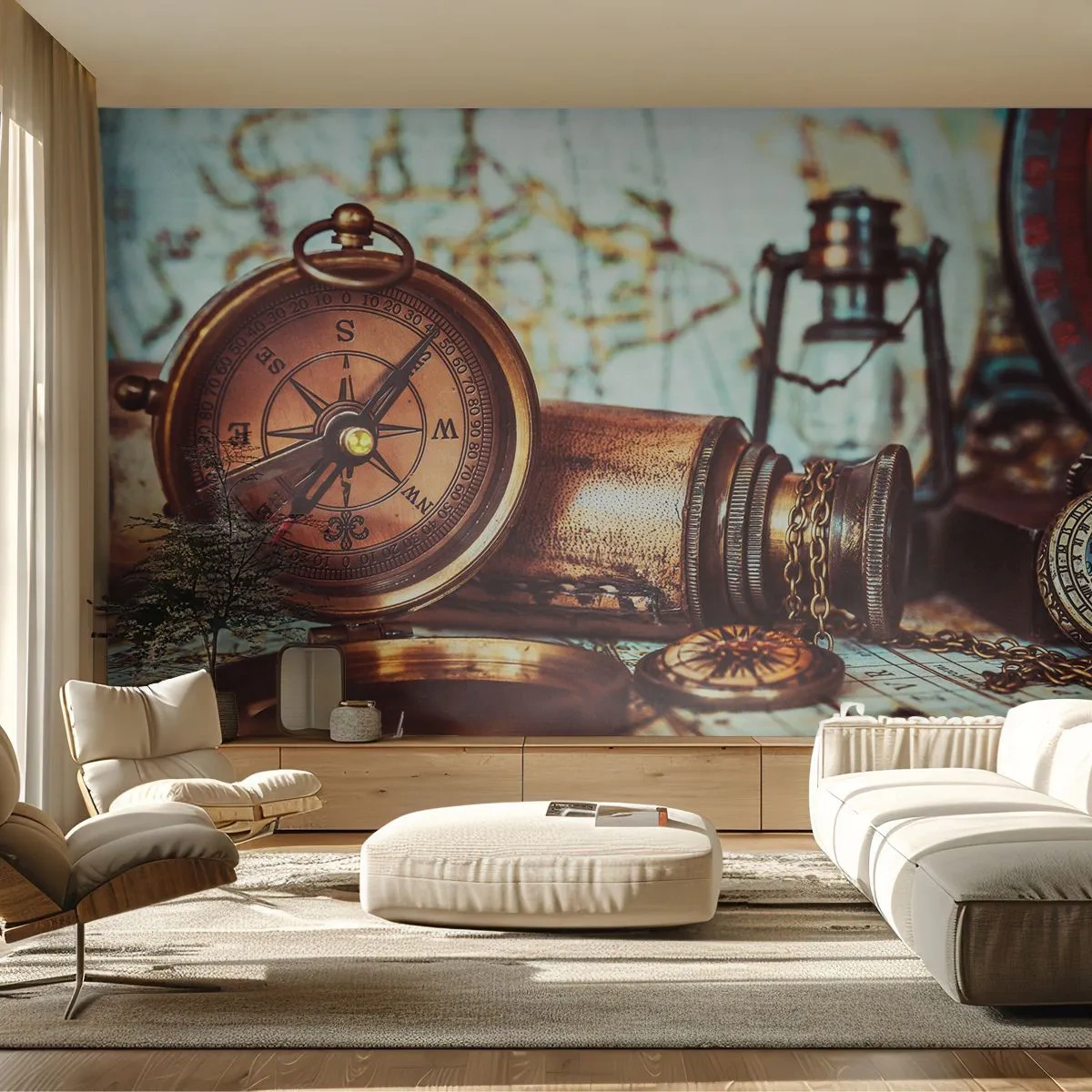 Custom Wallpaper Premium Canvas - Pirate Adventure in the Caribbean - Nautical, Pirates, Compass