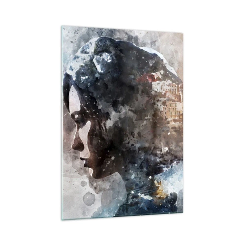 Glass picture - Tale about a Girl with a City in the Background - 50x70 cm