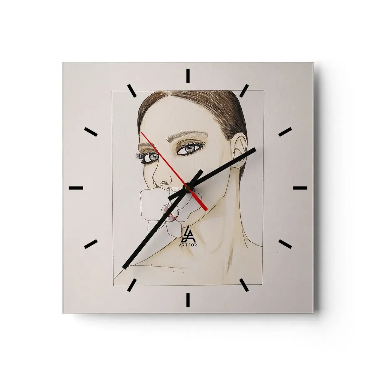 Wall clock - Clock on glass - Symbol of Elegance and Beauty - 30x30 cm