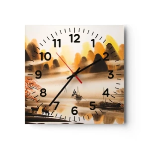 Wall clock - Clock on glass - Further than Far East - 30x30 cm