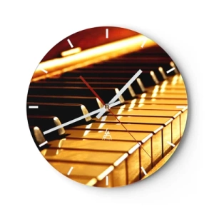 Wall clock - Clock on glass - Golden piano keys - 30x30cm - Unlimited Possibilities - Modern wall decoration for the living room, kitchen, and bedroom ARTTOR